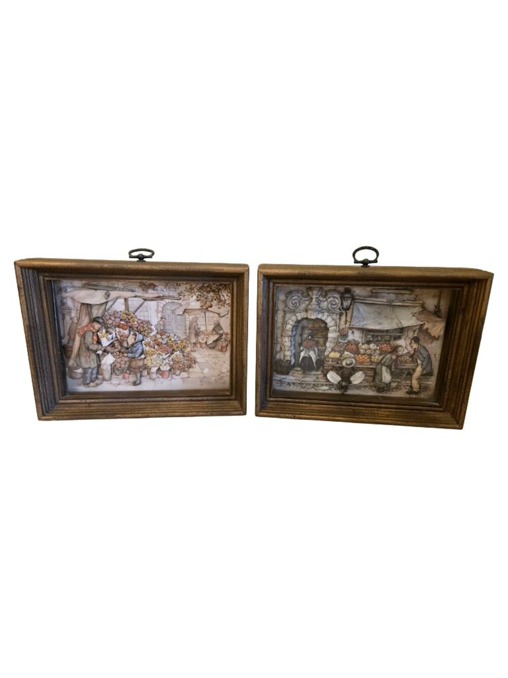 Vintage Anton Pieck Shadowbox Layered Paper Art Framed 3D Cardboard Art Signed‎